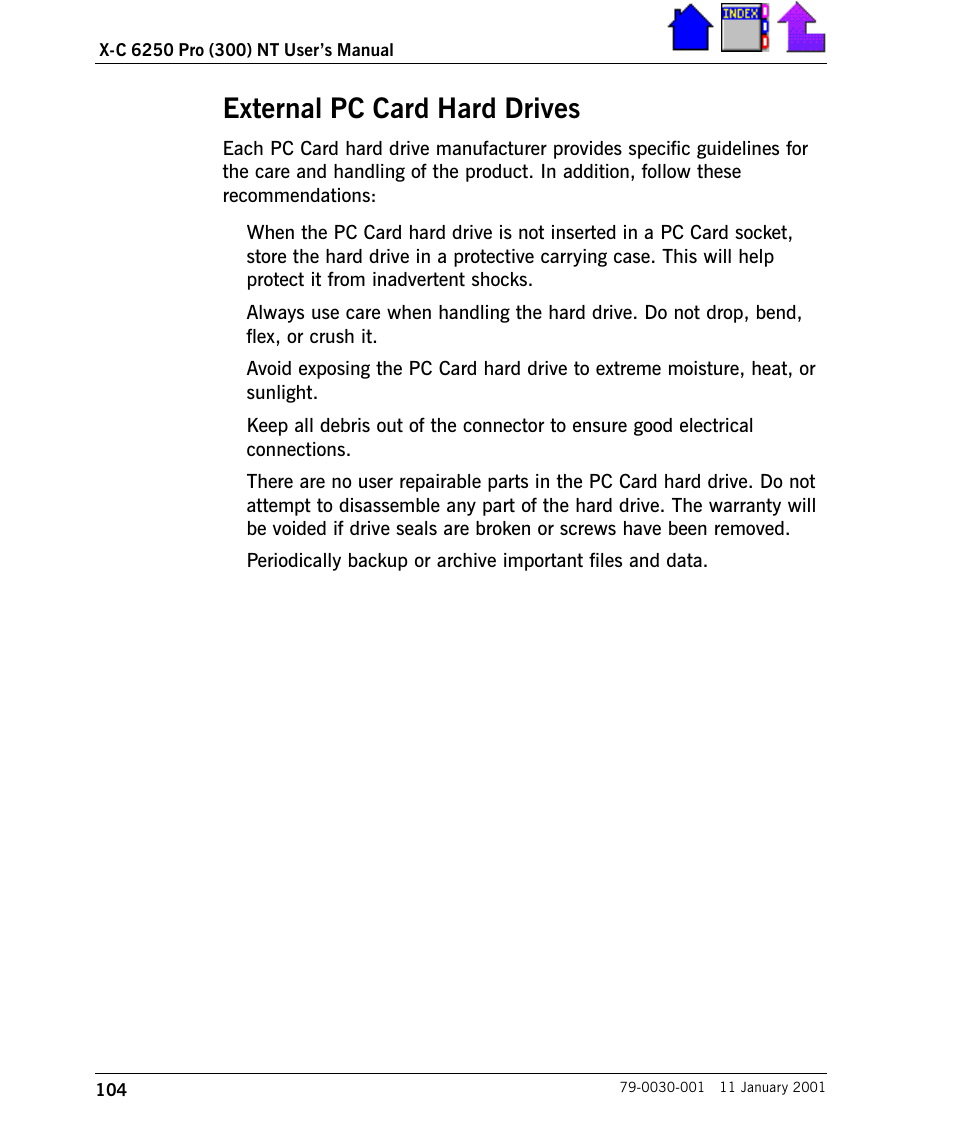 External pc card hard drives, External pc card hard drives 104 | Cingular X-C 6250 Pro (300) User Manual | Page 104 / 153