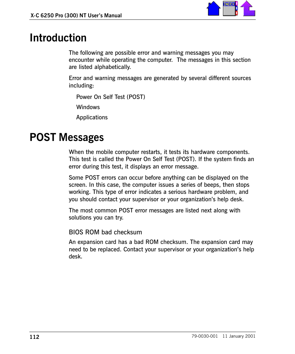Introduction post messages, Introduction, Post messages | Cingular X-C 6250 Pro (300) User Manual | Page 112 / 153