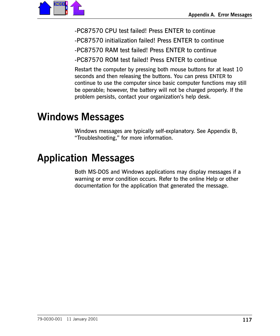 Windows messages application messages, Windows messages, Application messages | Cingular X-C 6250 Pro (300) User Manual | Page 117 / 153
