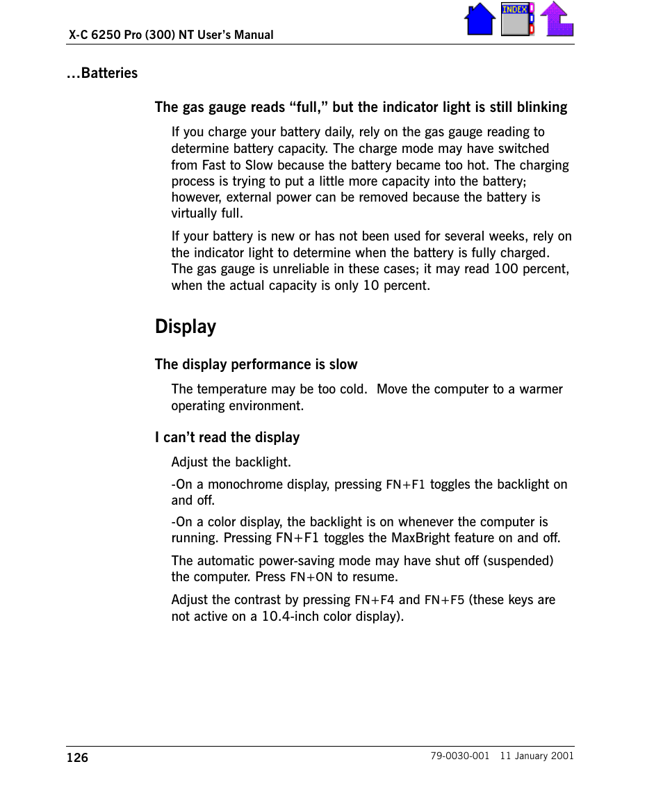 Display, Display 126 | Cingular X-C 6250 Pro (300) User Manual | Page 126 / 153
