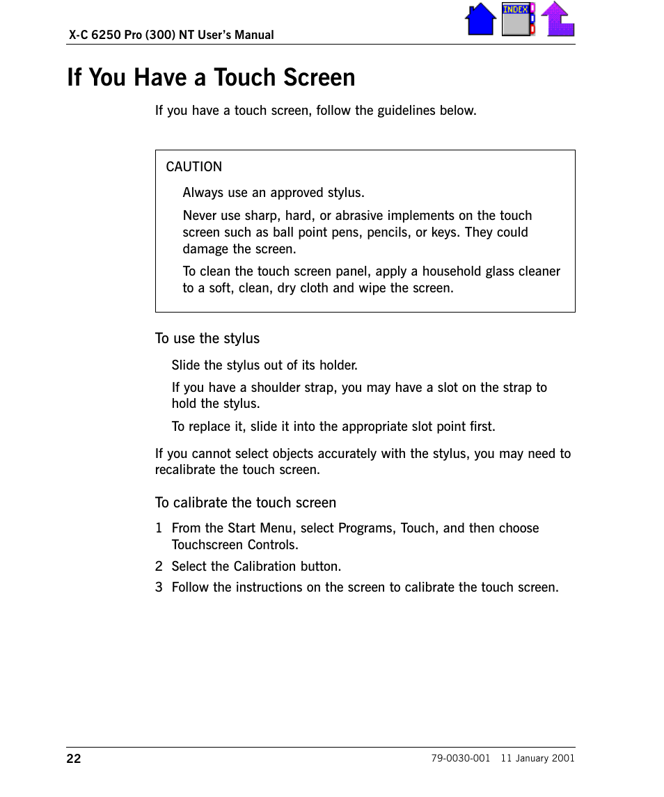 If you have a touch screen, If you have a touch screen 22 | Cingular X-C 6250 Pro (300) User Manual | Page 22 / 153