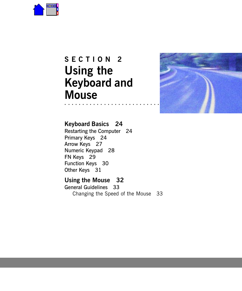 Section 2, Using the keyboard and mouse, Keyboard basics 24 | Using the mouse 32 | Cingular X-C 6250 Pro (300) User Manual | Page 23 / 153