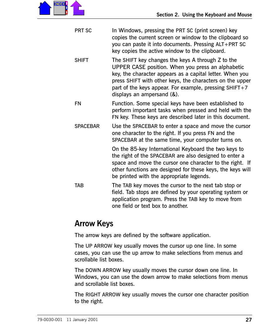 Arrow keys, Arrow keys 27 | Cingular X-C 6250 Pro (300) User Manual | Page 27 / 153