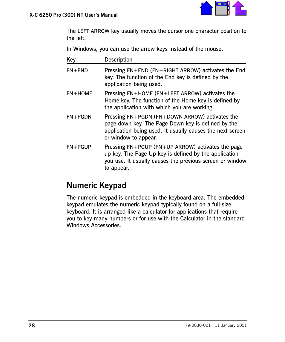 Numeric keypad, Numeric keypad 28 | Cingular X-C 6250 Pro (300) User Manual | Page 28 / 153