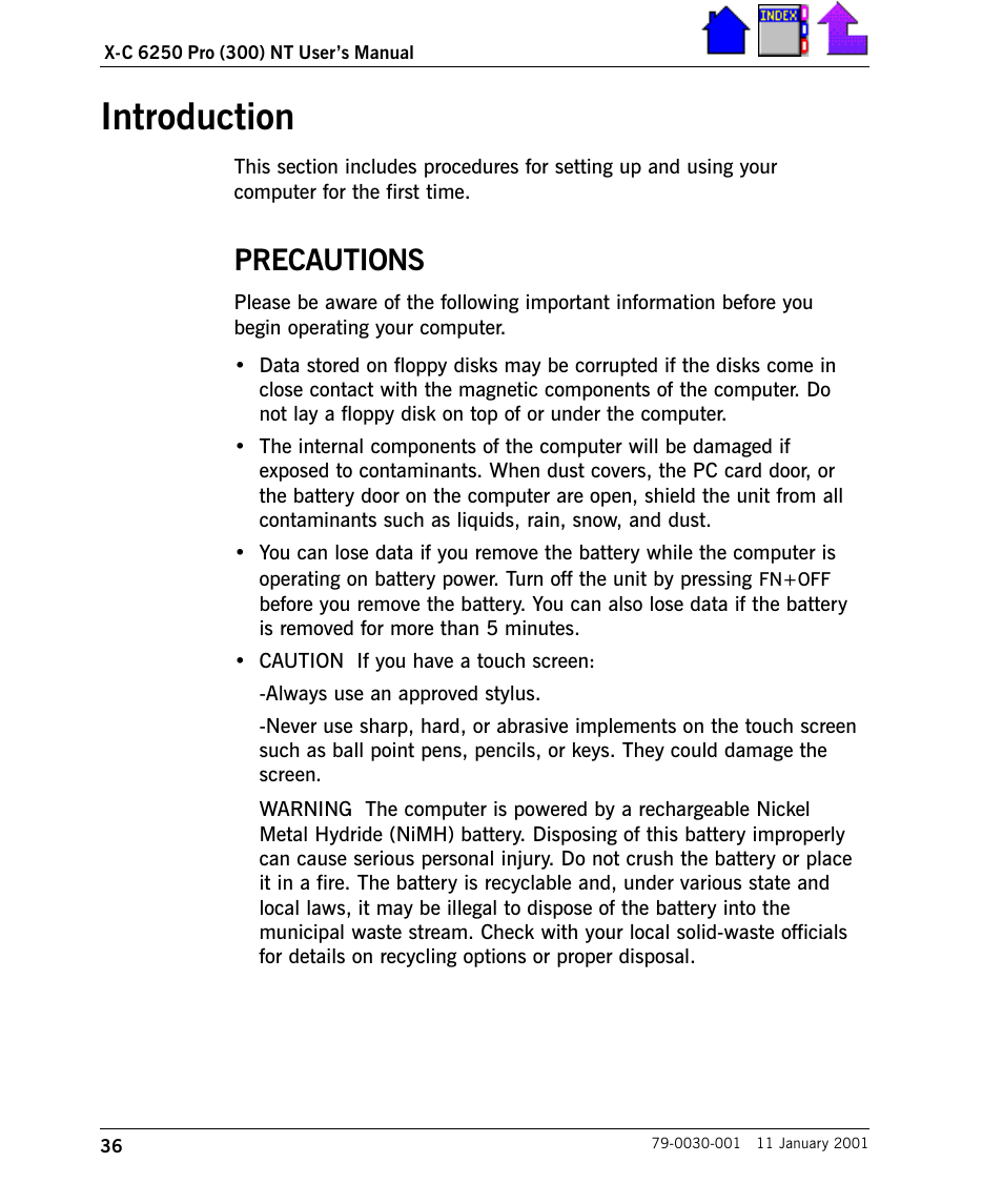 Introduction, Precautions, Introduction 36 | Precautions 36 | Cingular X-C 6250 Pro (300) User Manual | Page 36 / 153