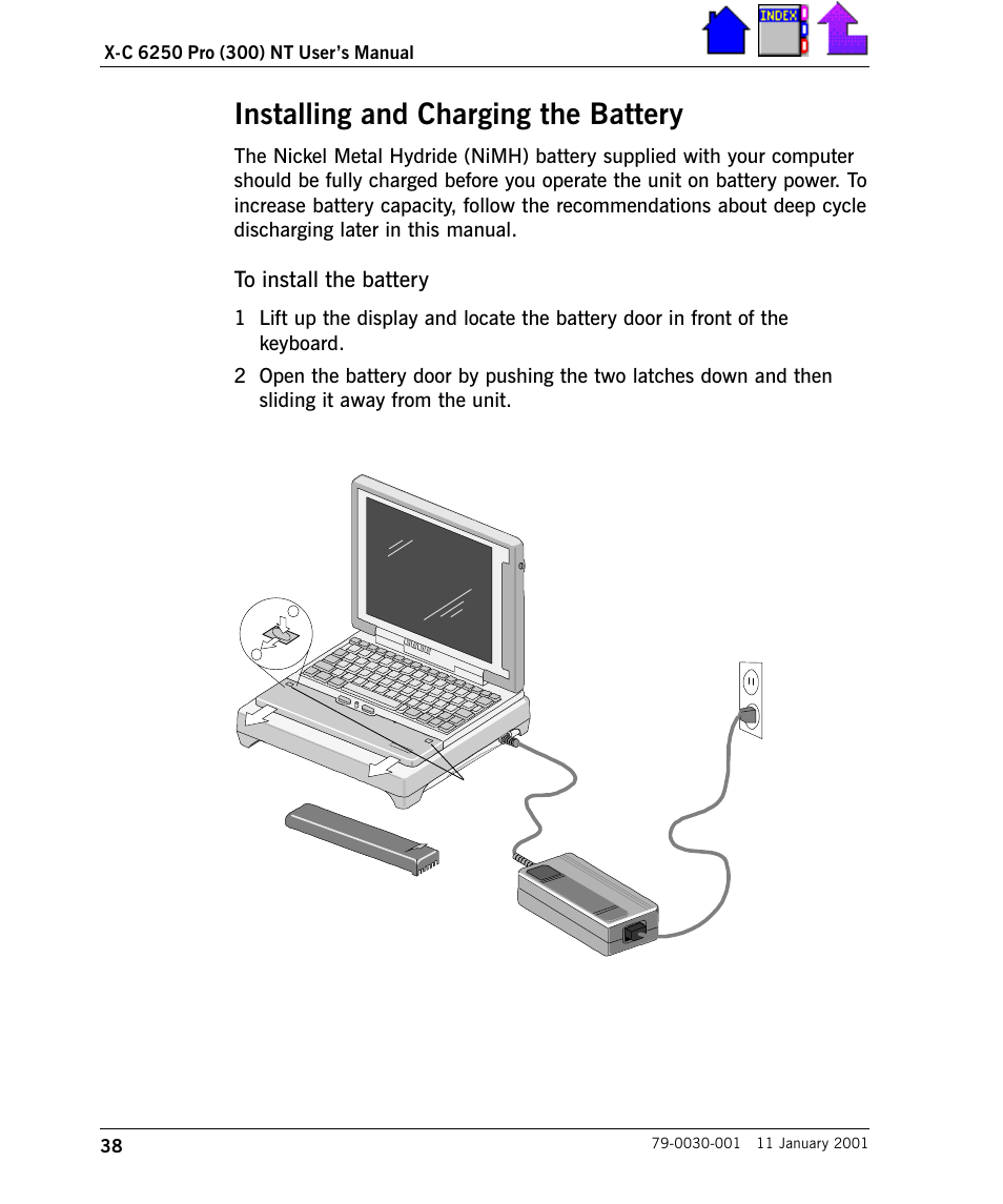 Installing and charging the battery, Installing and charging the battery 38 | Cingular X-C 6250 Pro (300) User Manual | Page 38 / 153
