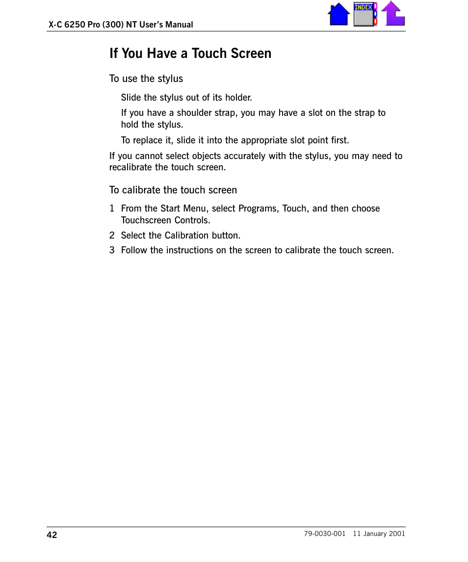 If you have a touch screen, If you have a touch screen 42 | Cingular X-C 6250 Pro (300) User Manual | Page 42 / 153