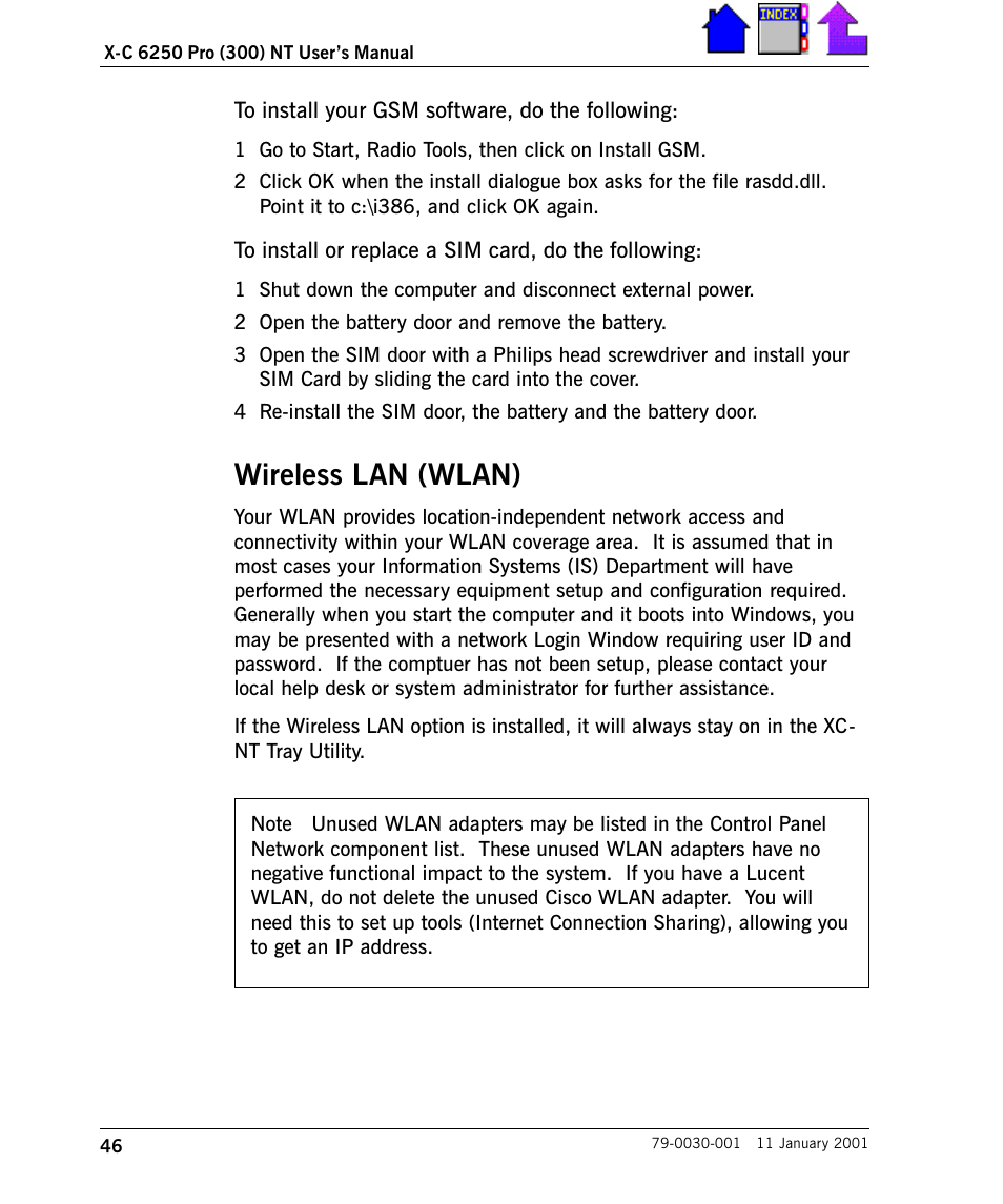 Wireless lan (wlan) 46, What can i do with my radio modem? 47, Wireless lan (wlan) | Cingular X-C 6250 Pro (300) User Manual | Page 46 / 153