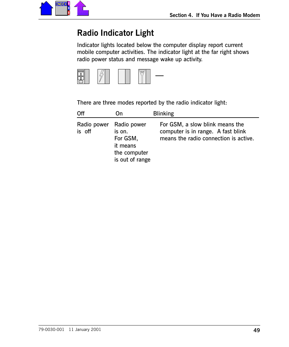 Radio tools, Factory installed windows nt 4.0 mobile computer, Tools and radio tools 50 | Radio indicator light | Cingular X-C 6250 Pro (300) User Manual | Page 49 / 153