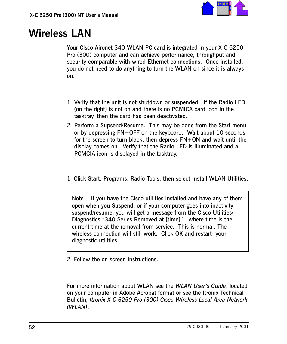 Wireless lan additional documentation, Wireless lan 52 additional documentation 53, Wireless lan | Cingular X-C 6250 Pro (300) User Manual | Page 52 / 153