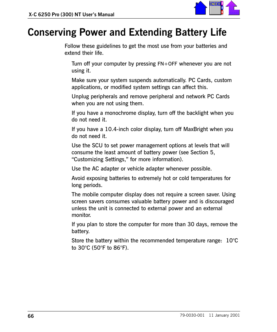 Conserving power and extending battery life, Conserving power and extending battery life 66 | Cingular X-C 6250 Pro (300) User Manual | Page 66 / 153