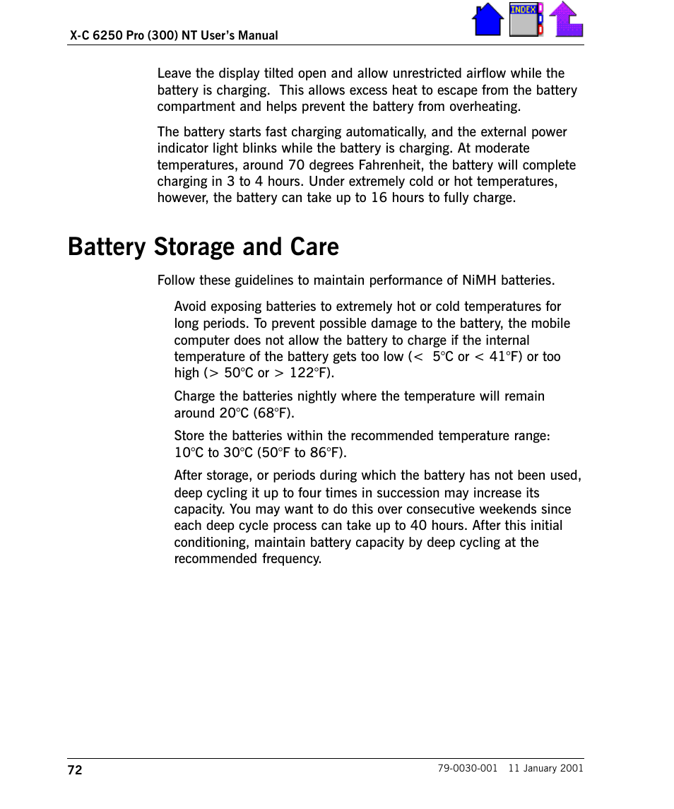 Battery storage and care, Battery storage and care 72 | Cingular X-C 6250 Pro (300) User Manual | Page 72 / 153
