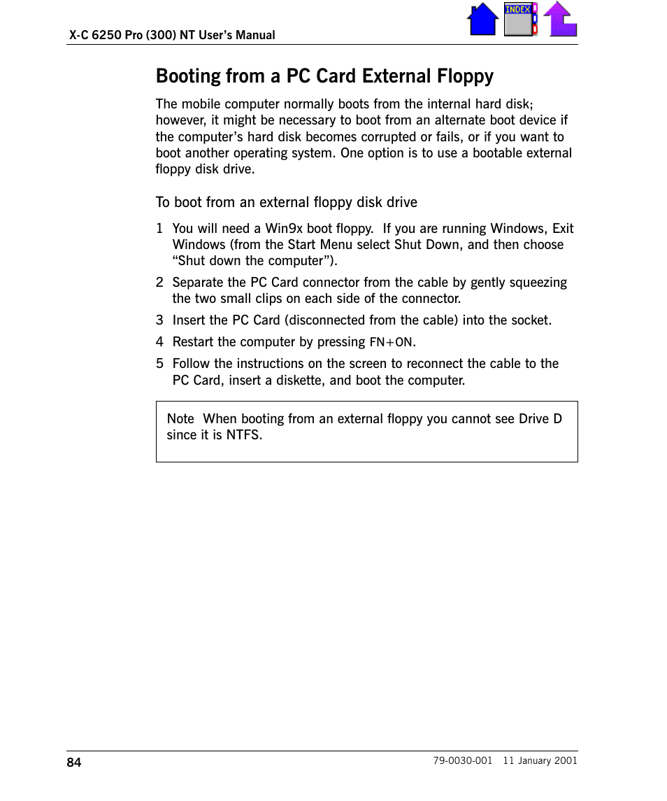 Booting from a pc card external floppy | Cingular X-C 6250 Pro (300) User Manual | Page 84 / 153