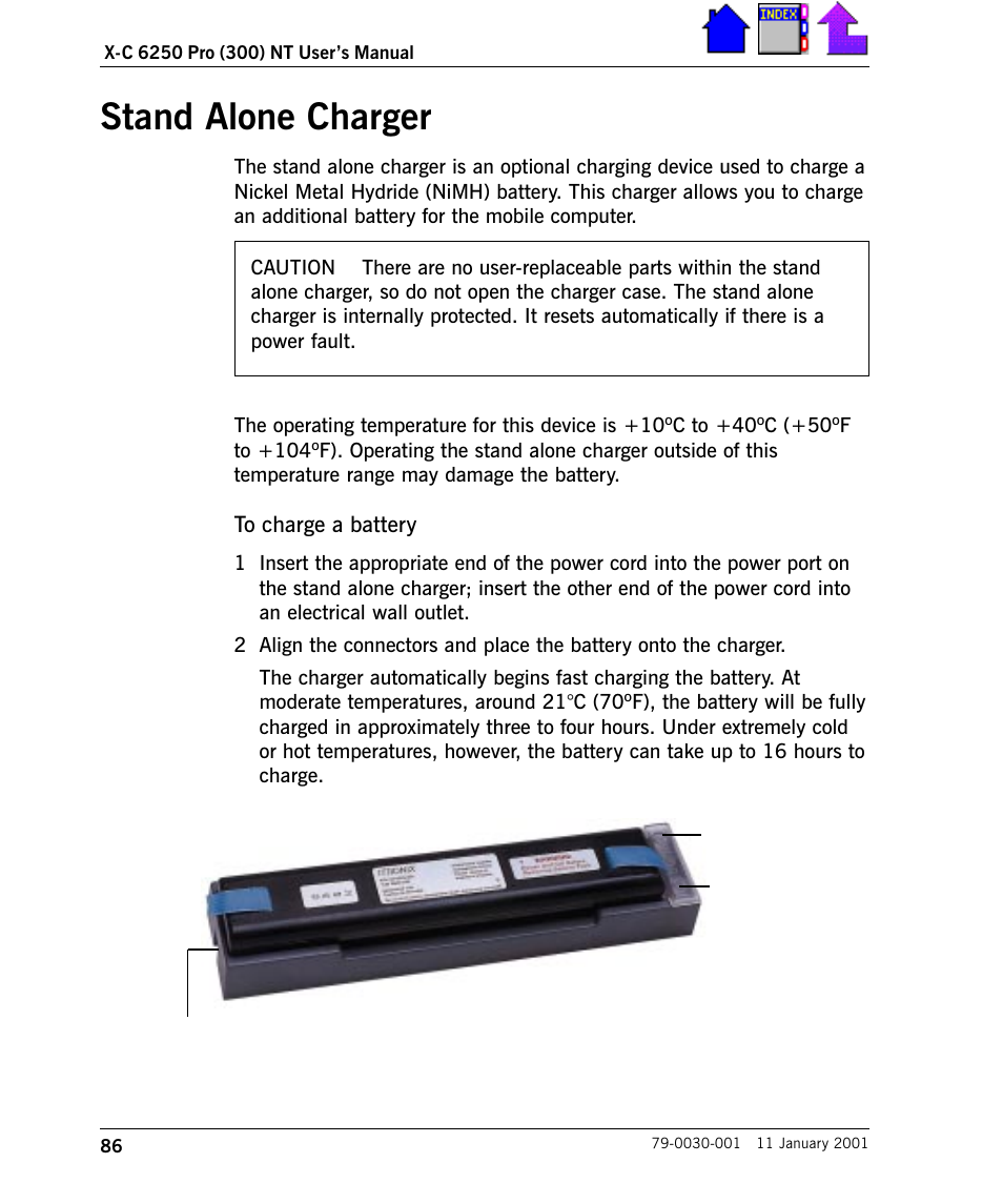 Stand alone charger, Stand alone charger 86 | Cingular X-C 6250 Pro (300) User Manual | Page 86 / 153