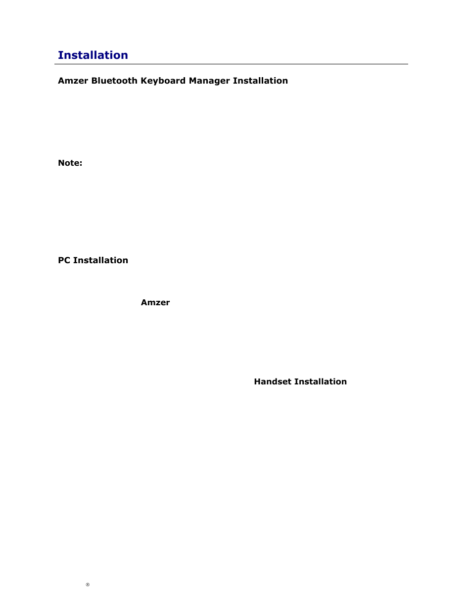 Installation, Pc installation, Nstallation | Cingular Amzer Smart Keyboard User Manual | Page 11 / 37