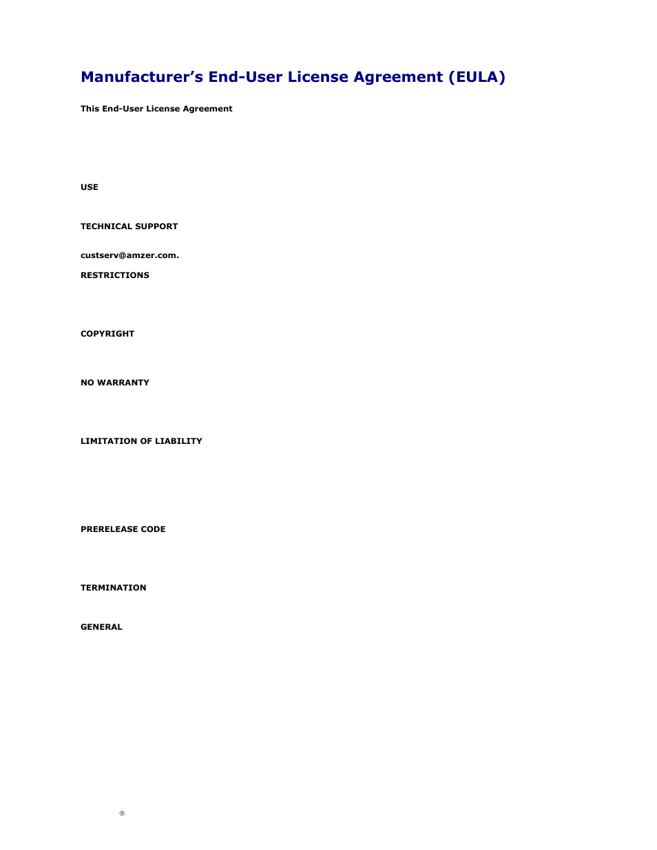 Manufacturer’s end-user license agreement (eula) | Cingular Amzer Smart Keyboard User Manual | Page 2 / 37