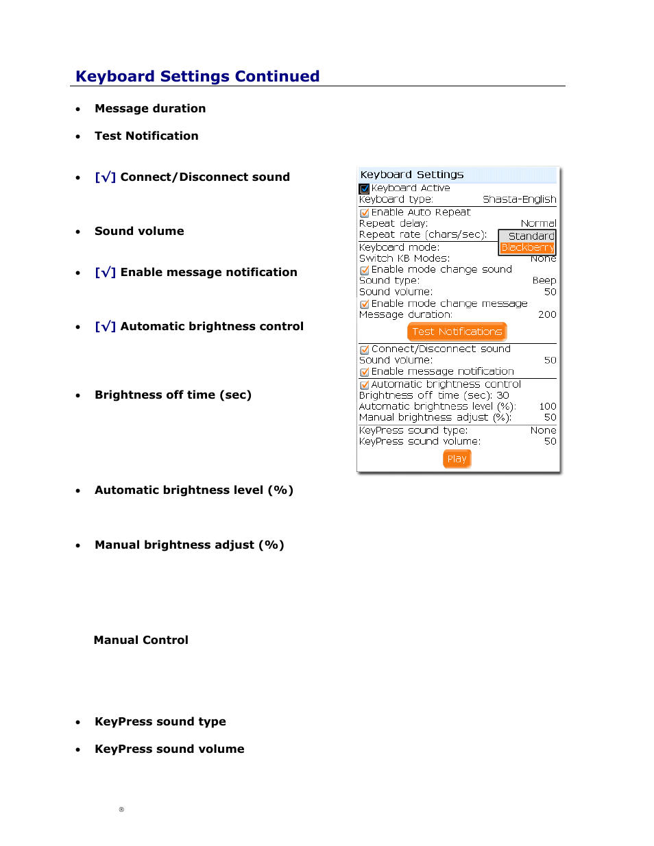 Keyboard settings continued | Cingular Amzer Smart Keyboard User Manual | Page 24 / 37