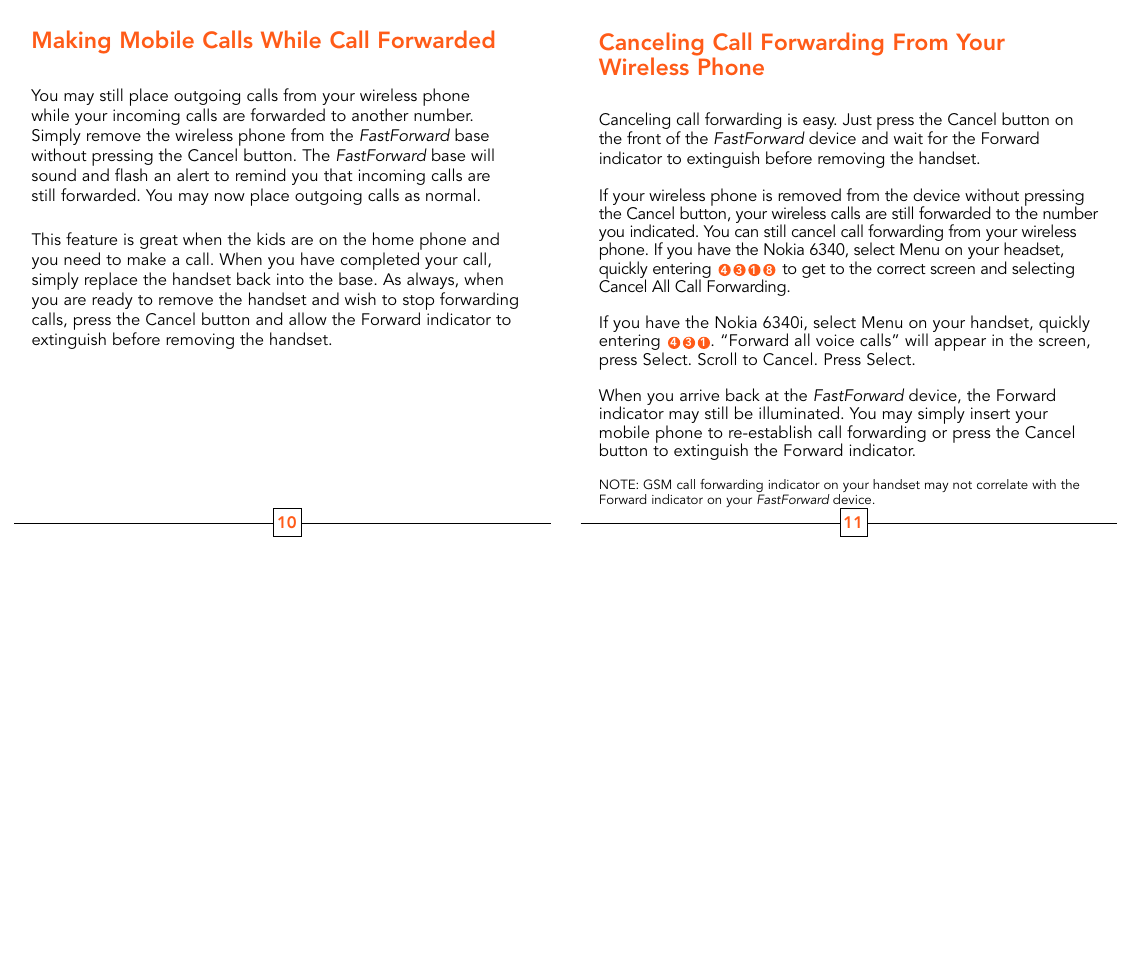 Canceling call forwarding from your wireless phone, Making mobile calls while call forwarded | Cingular 6340 User Manual | Page 7 / 11