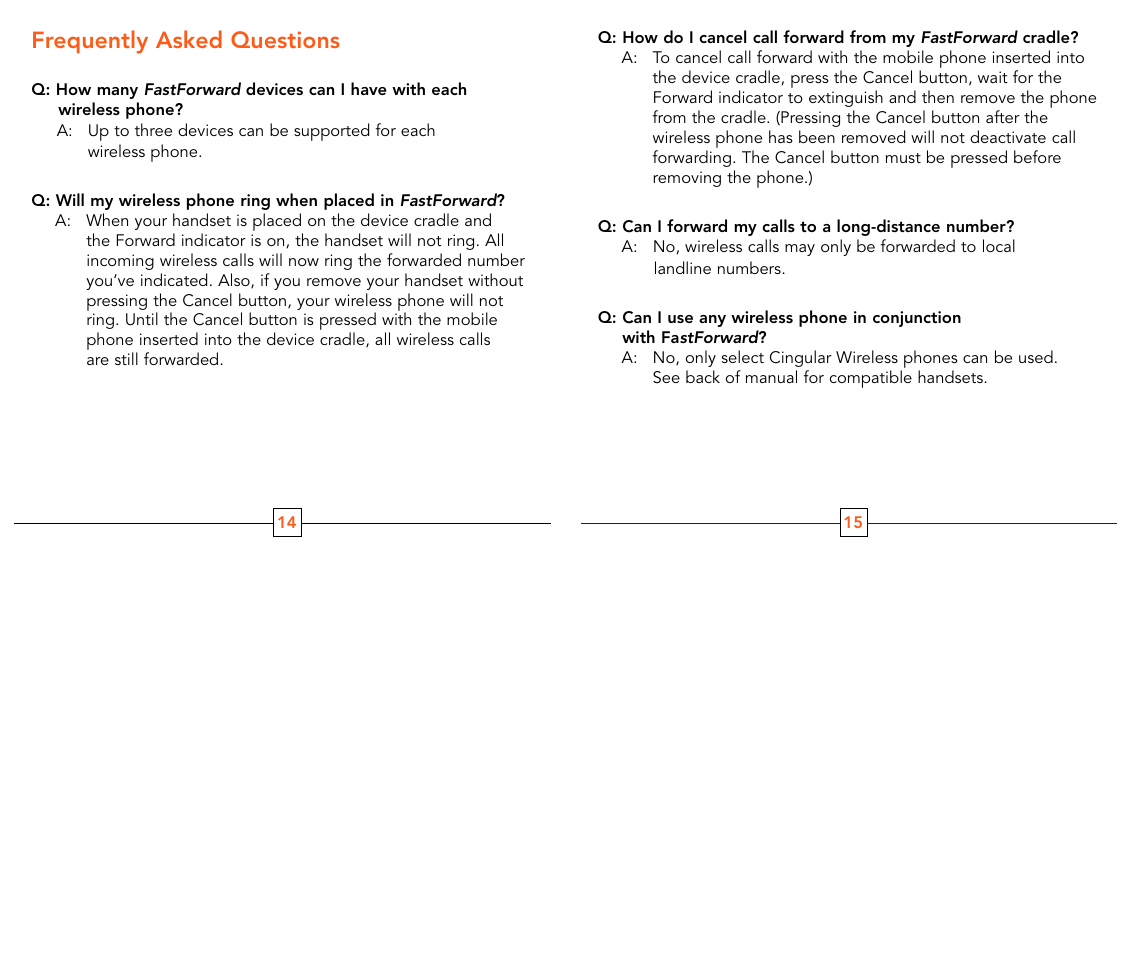Frequently asked questions | Cingular 6340 User Manual | Page 9 / 11