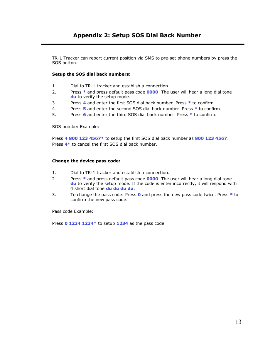 Appendix 2: setup sos dial back number | Cingular TR-1 User Manual | Page 13 / 16