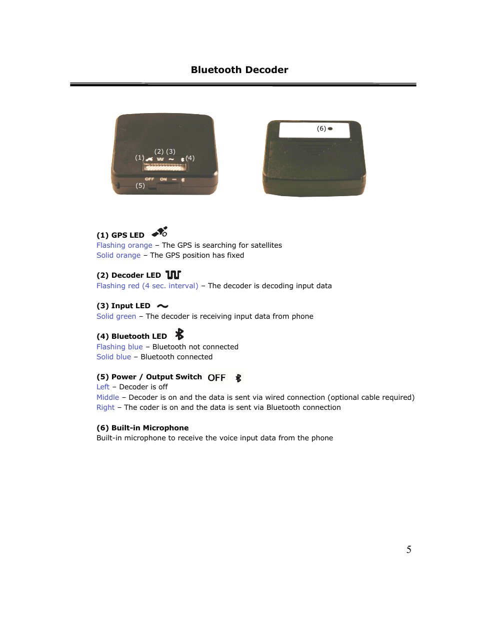 Bluetooth decoder | Cingular TR-1 User Manual | Page 5 / 16