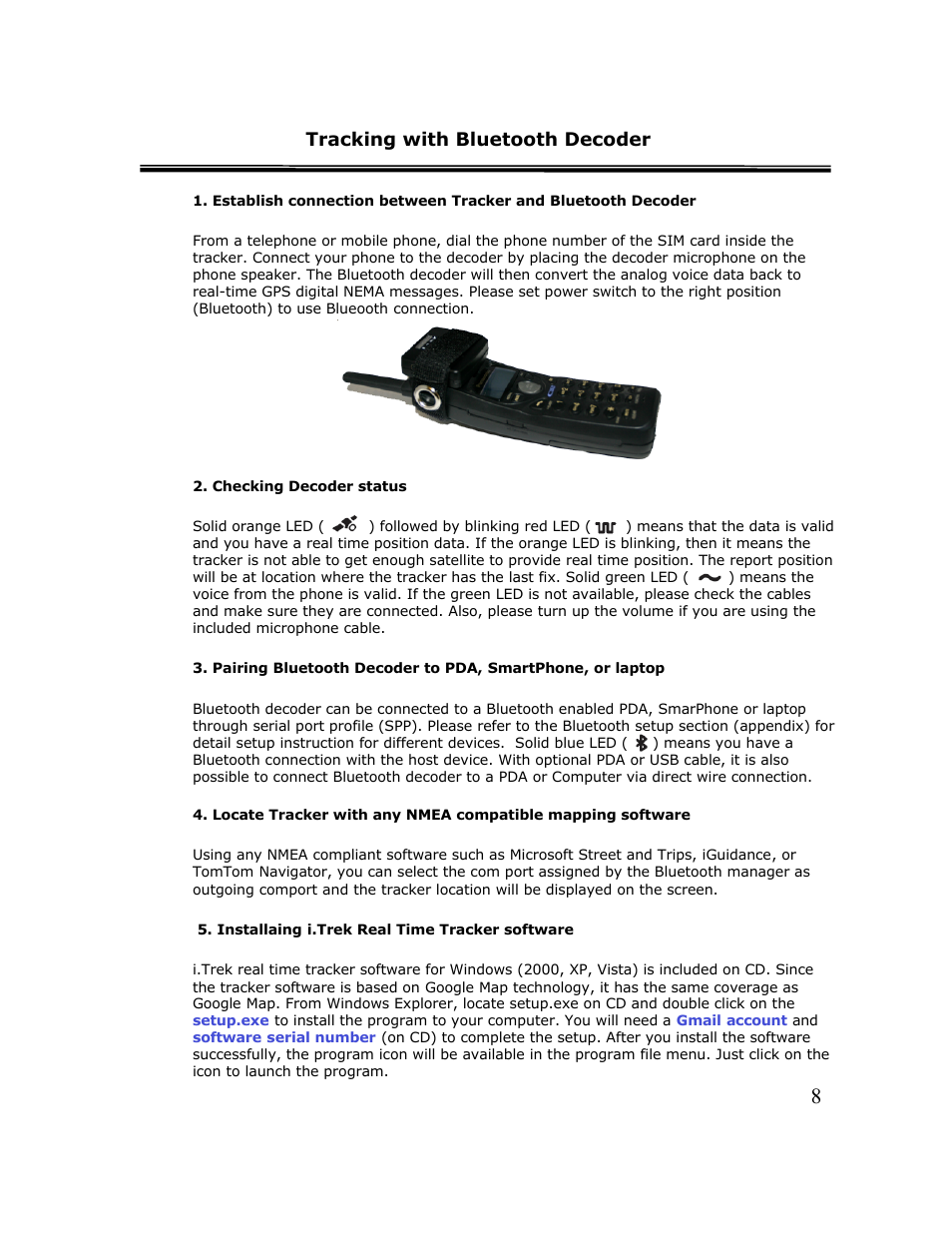 Tracking with bluetooth decoder | Cingular TR-1 User Manual | Page 8 / 16