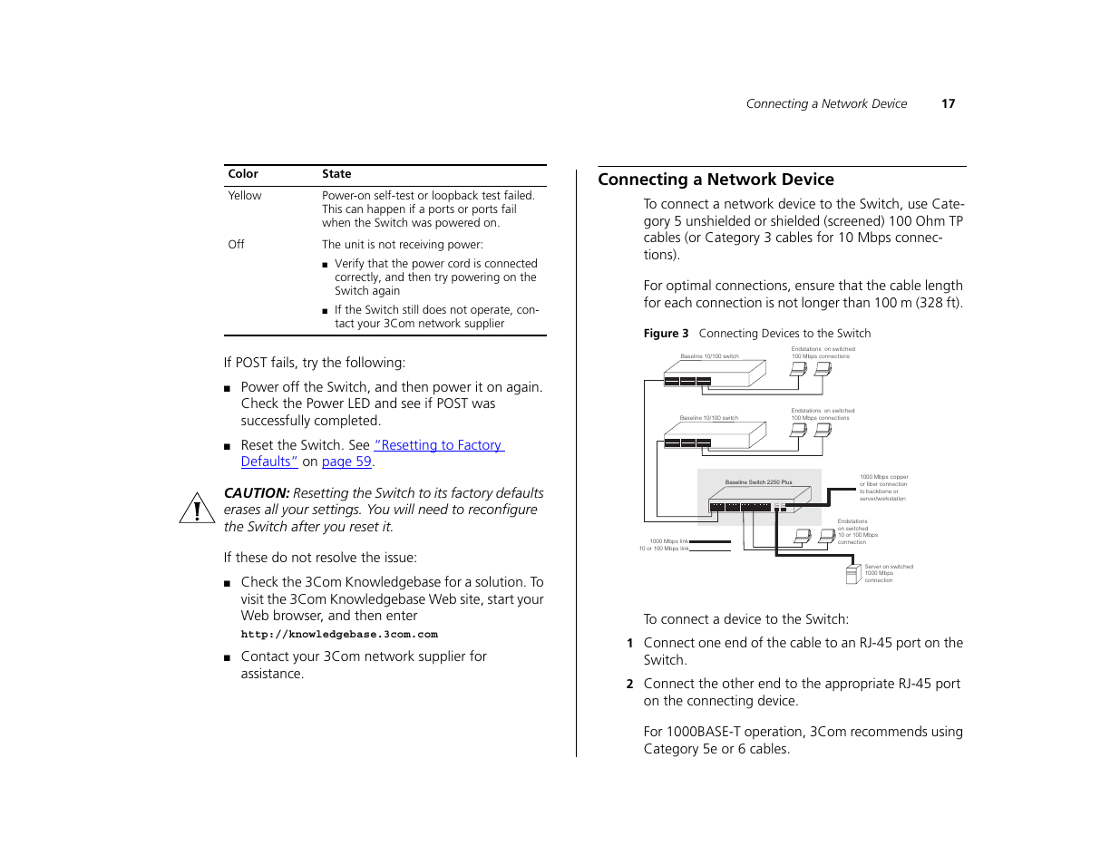 Connecting a network device | 3Com 3C16476CS User Manual | Page 17 / 79