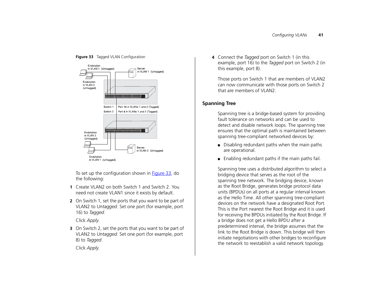 Spanning tree | 3Com 3C16476CS User Manual | Page 41 / 79