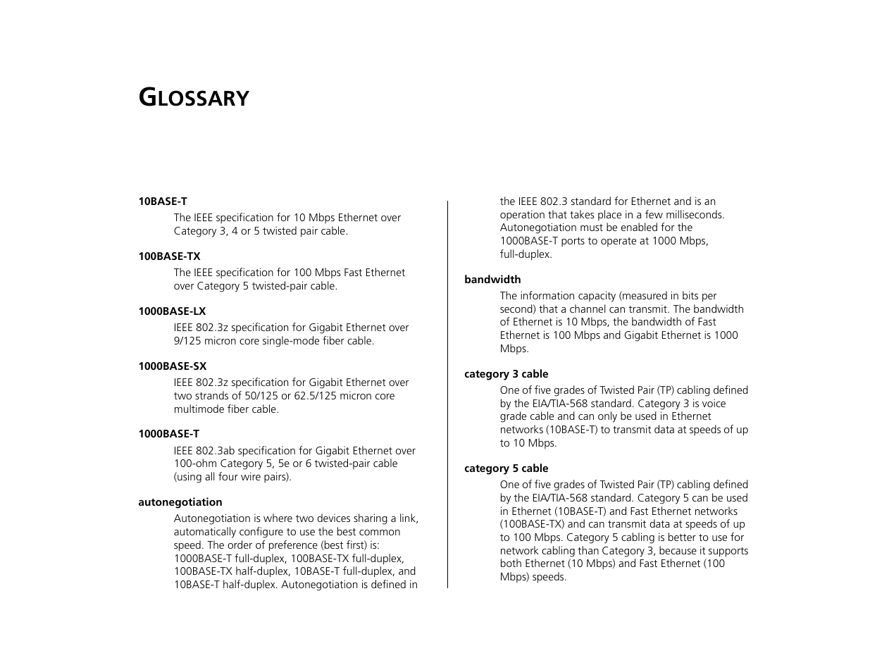 Glossary, Lossary | 3Com 3C16476CS User Manual | Page 71 / 79