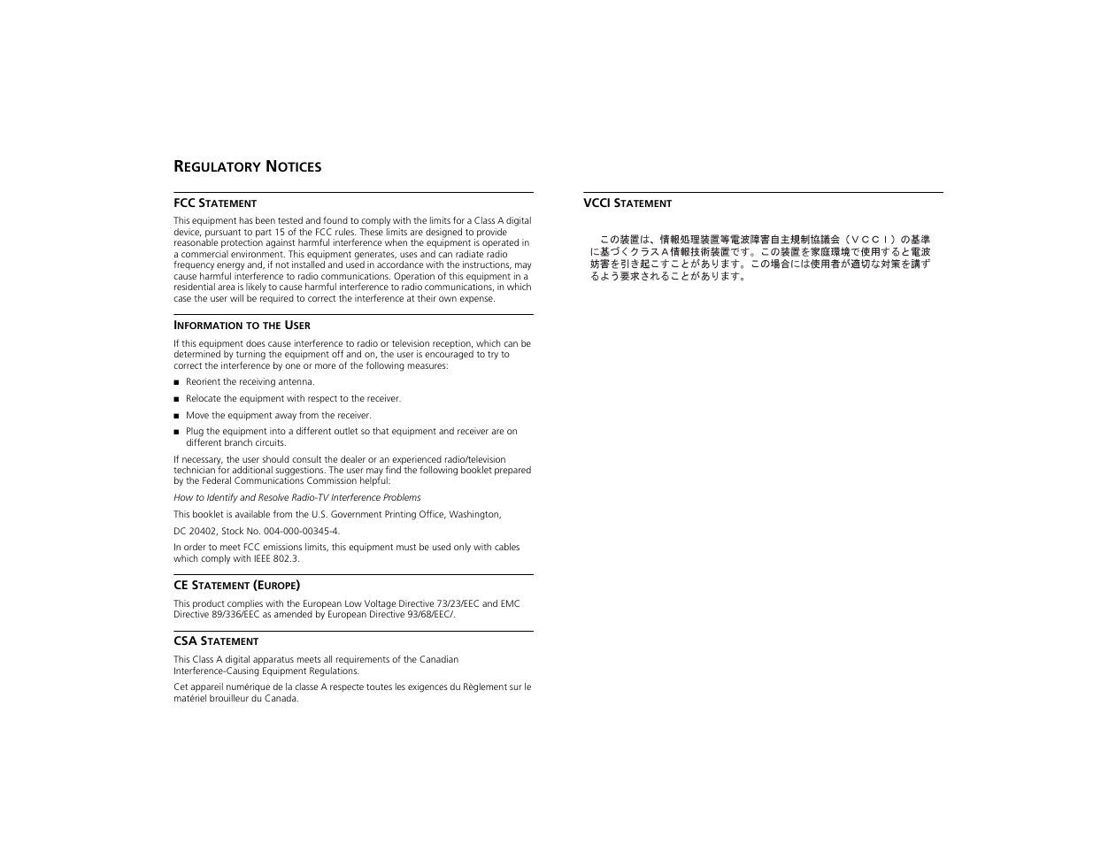 Regulatory notices, Egulatory, Otices | 3Com 3C16476CS User Manual | Page 79 / 79