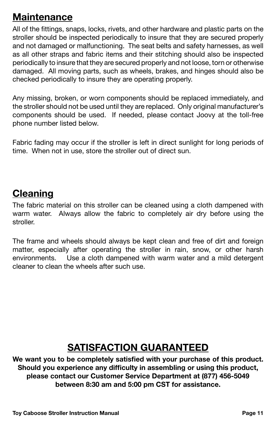 Maintenance, Satisfaction guaranteed, Cleaning | Canton 042 User Manual | Page 11 / 12