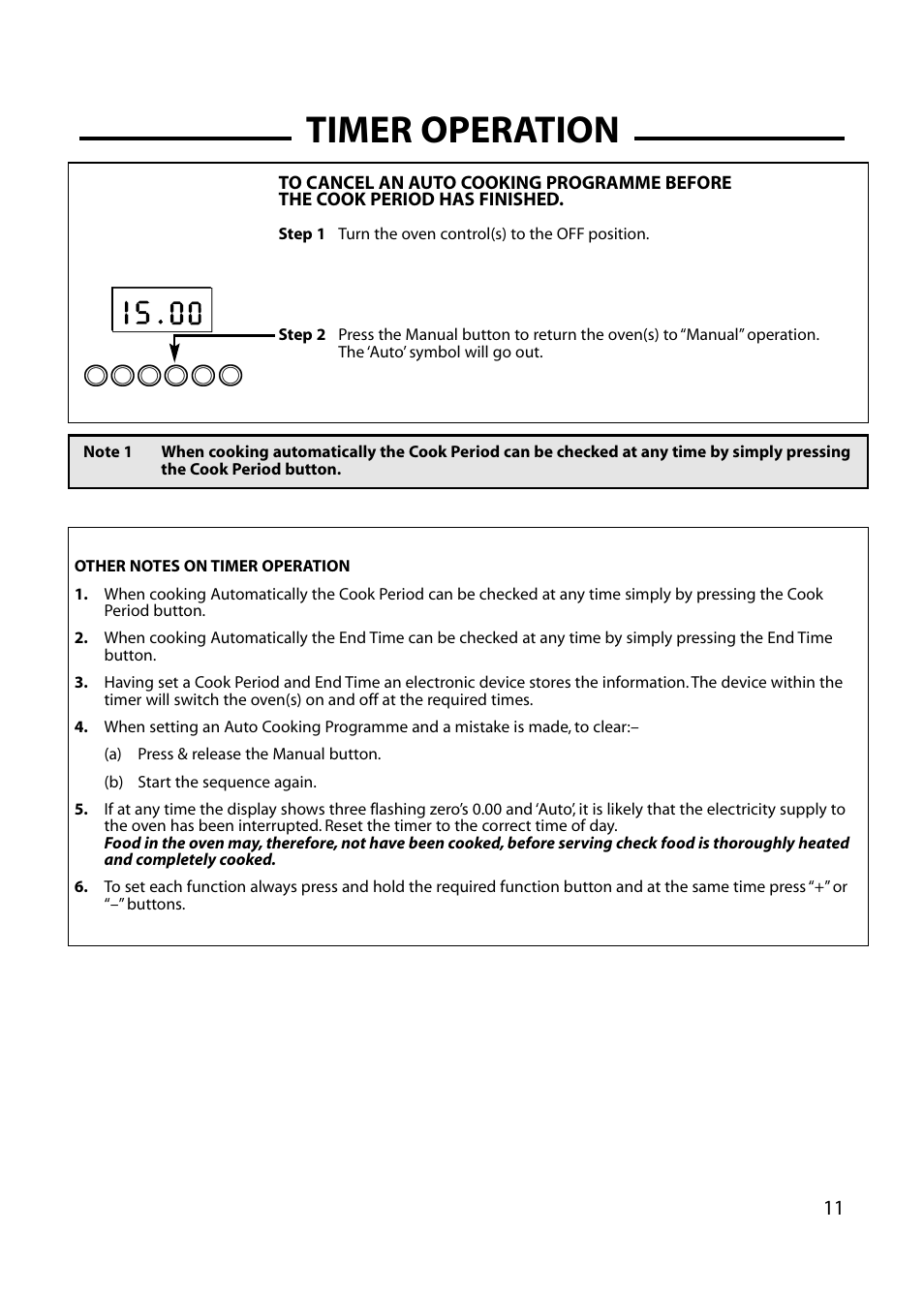 Timer operation | Cannon HENLEY 10475G User Manual | Page 11 / 28