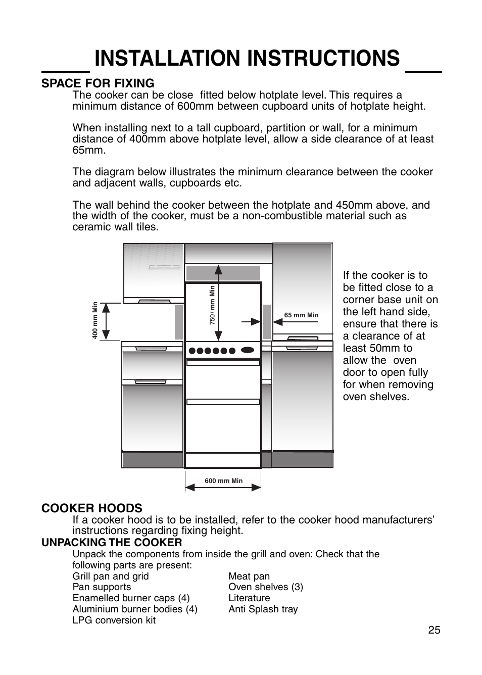 Installation instructions | Cannon HENLEY 10475G User Manual | Page 25 / 28