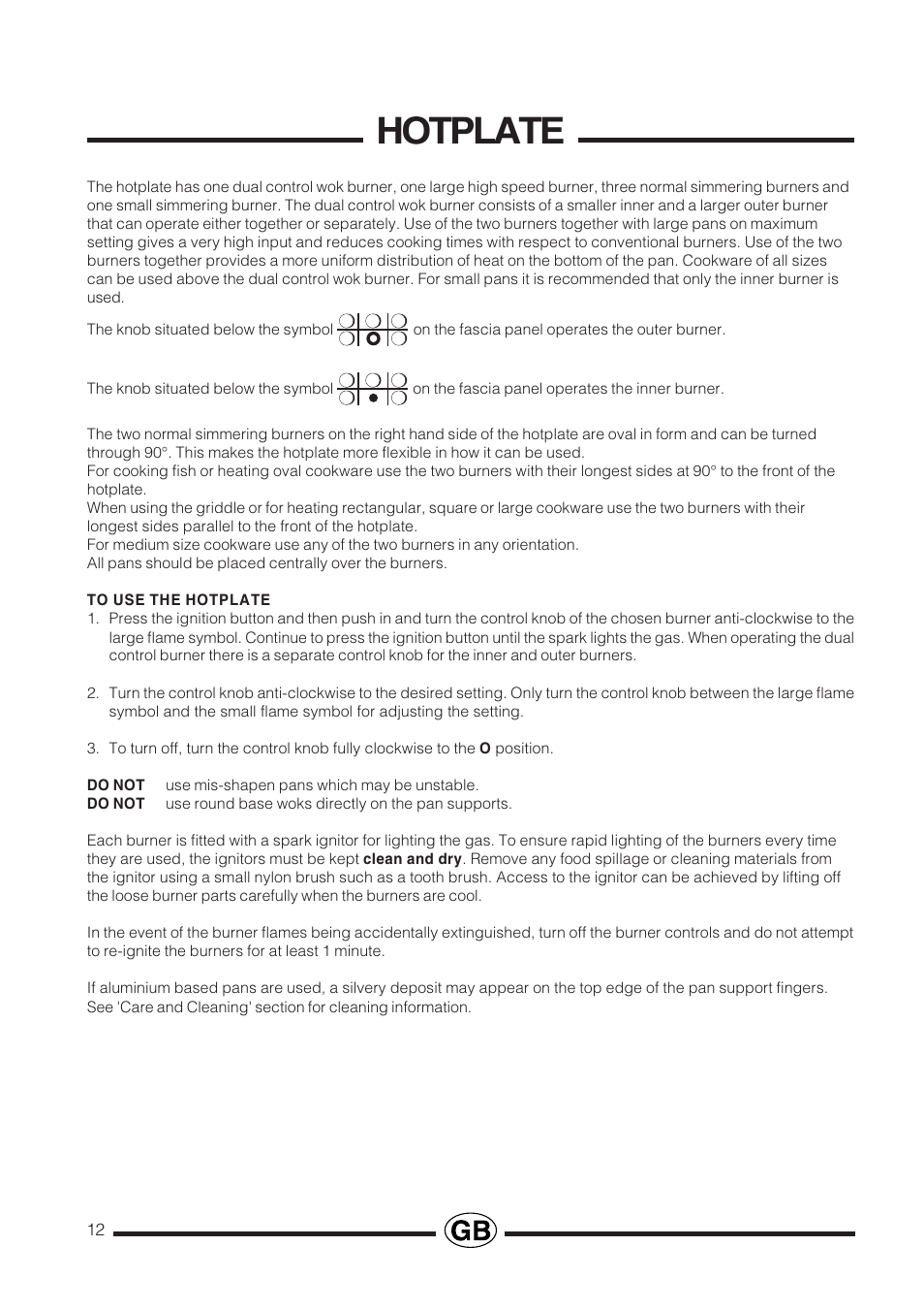 Hotplate | Cannon PROESSIONAL1000 User Manual | Page 12 / 36