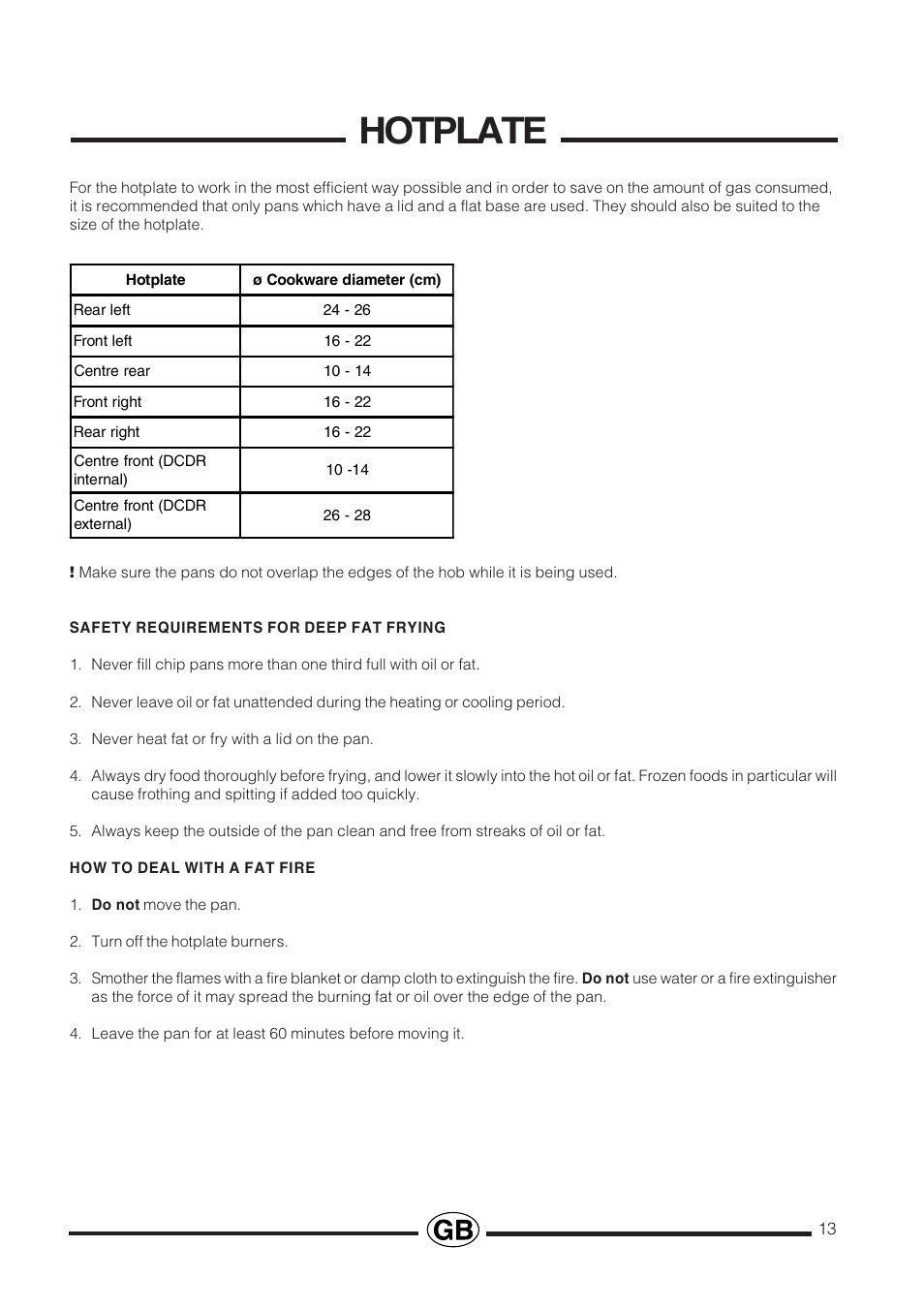 Hotplate | Cannon PROESSIONAL1000 User Manual | Page 13 / 36