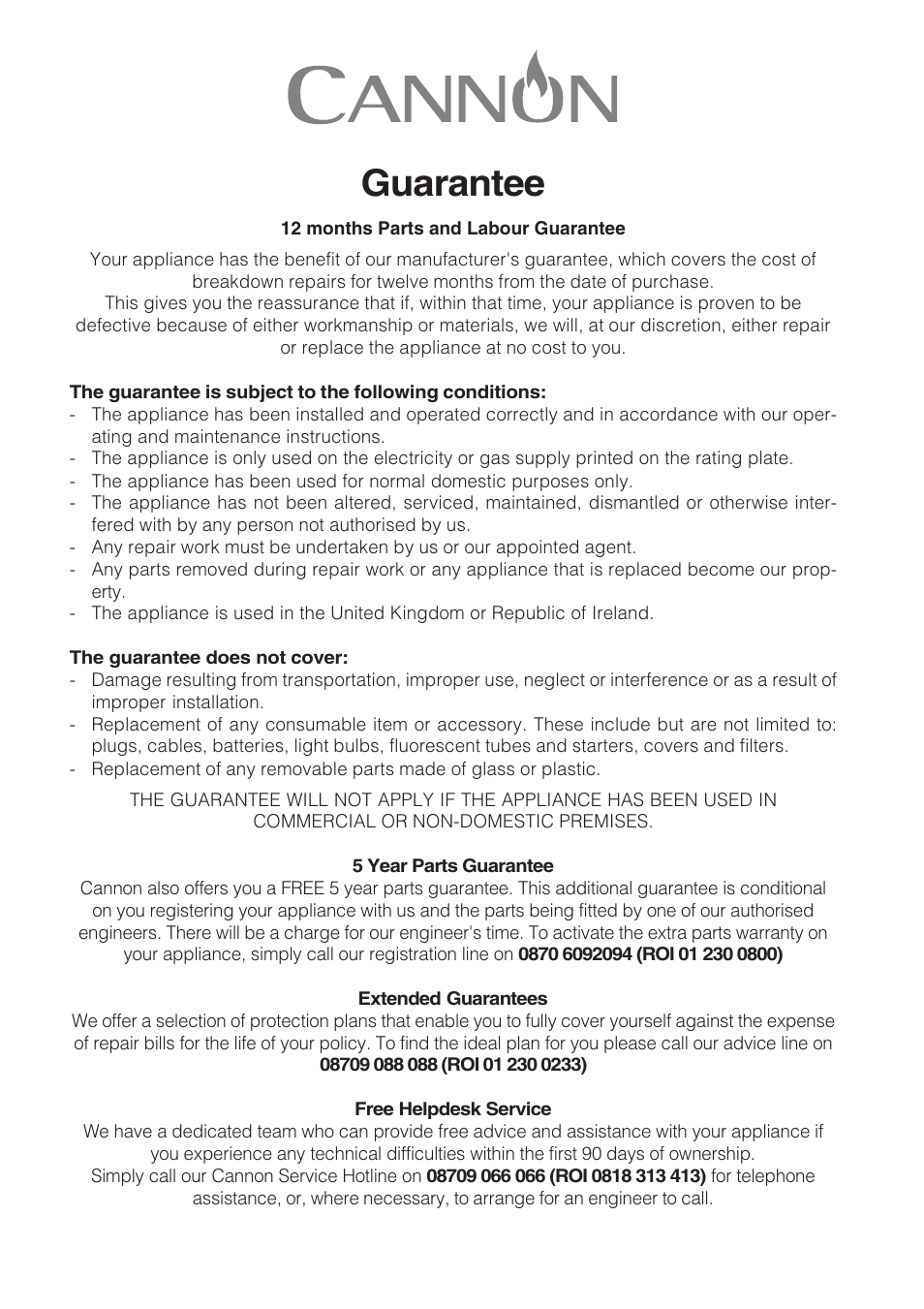 Guarantee | Cannon PROESSIONAL1000 User Manual | Page 35 / 36