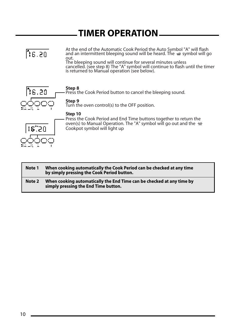 Timer operation | Cannon CHESTER 10548G MK2 User Manual | Page 10 / 36