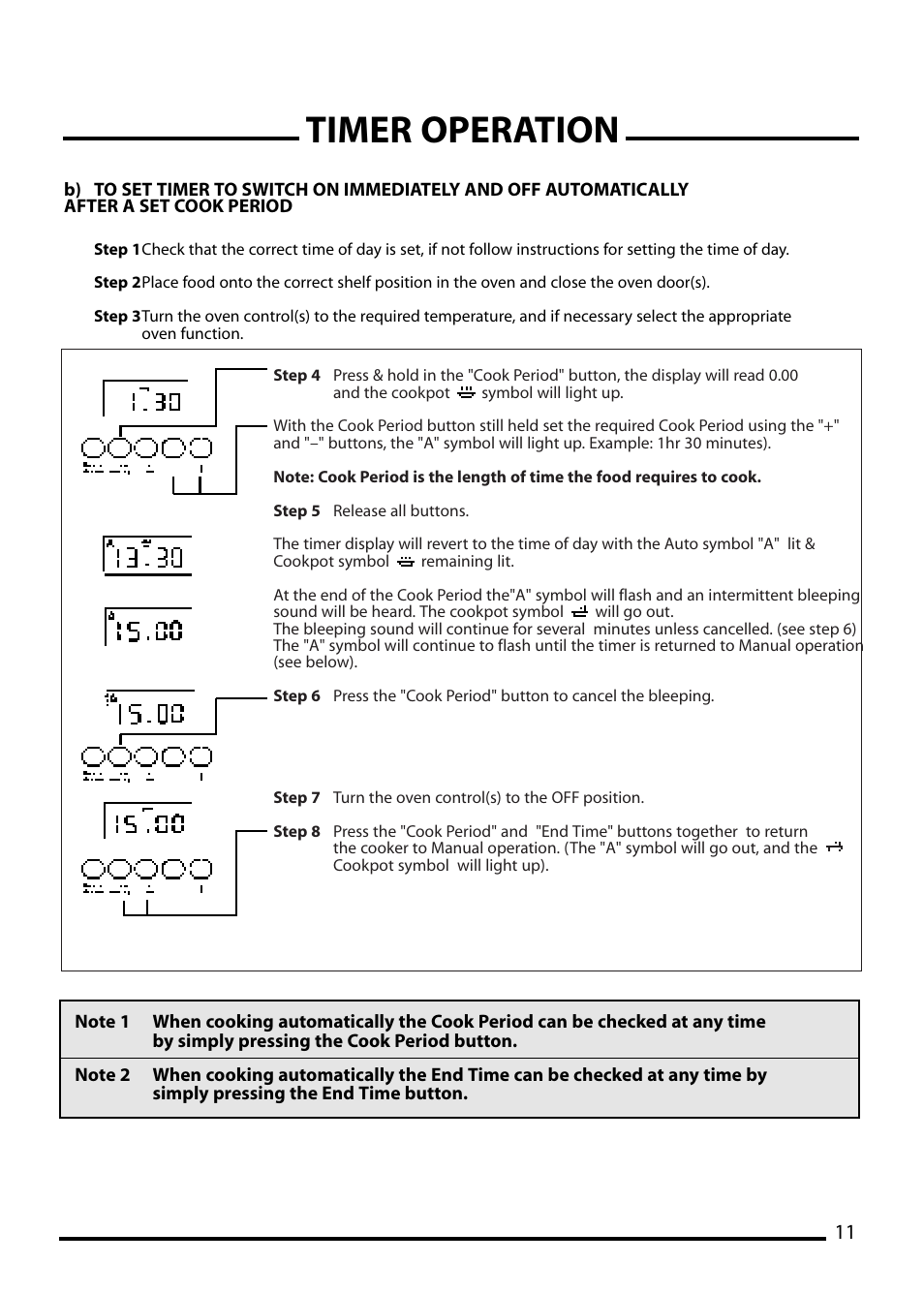 Timer operation | Cannon CHESTER 10548G MK2 User Manual | Page 11 / 36