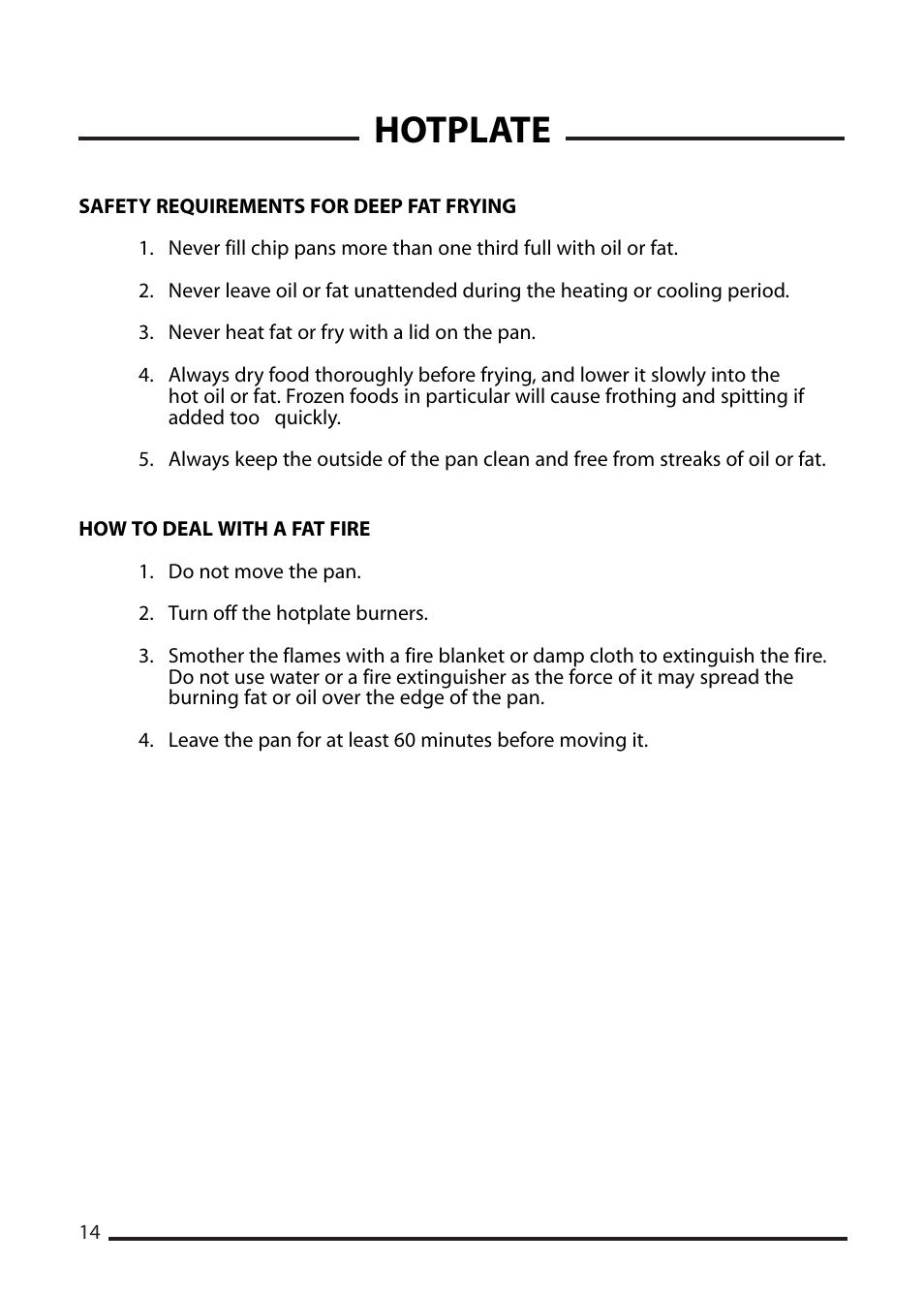 Hotplate | Cannon CHESTER 10548G MK2 User Manual | Page 14 / 36