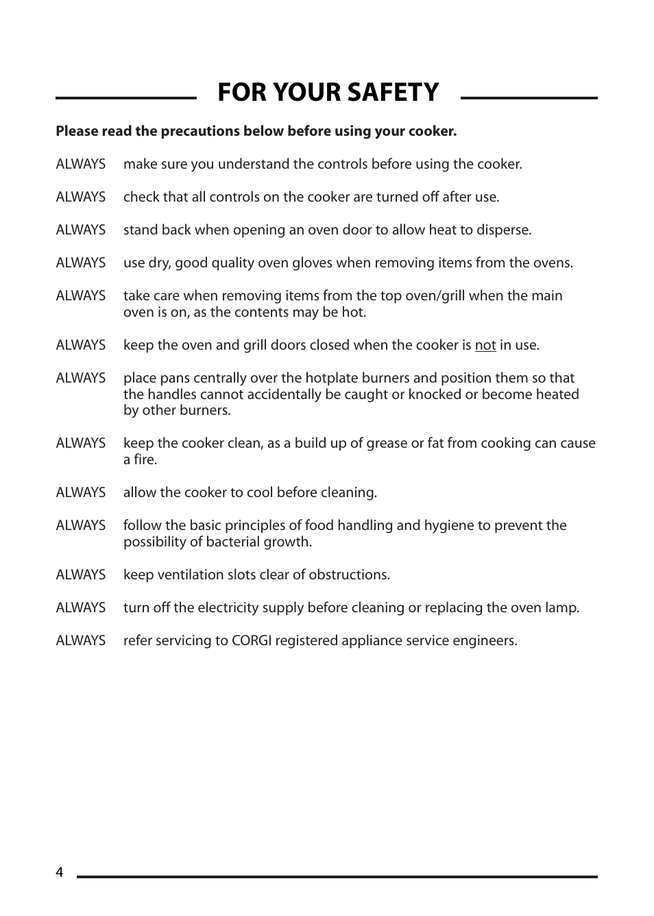 For your safety | Cannon CHESTER 10548G MK2 User Manual | Page 4 / 36