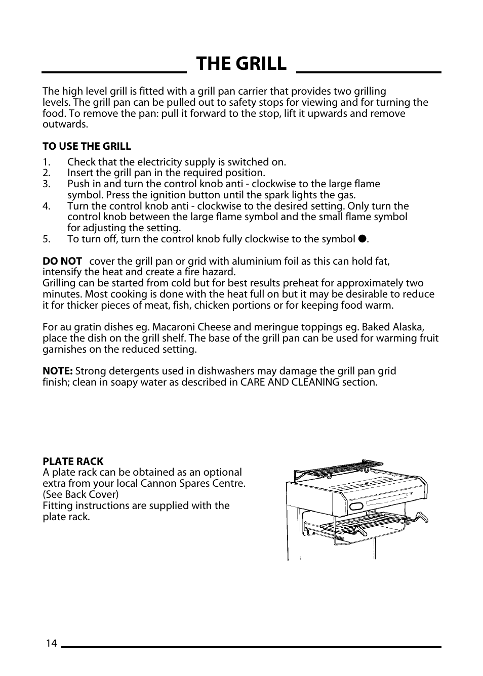 The grill | Cannon 4466200011-02 User Manual | Page 16 / 36