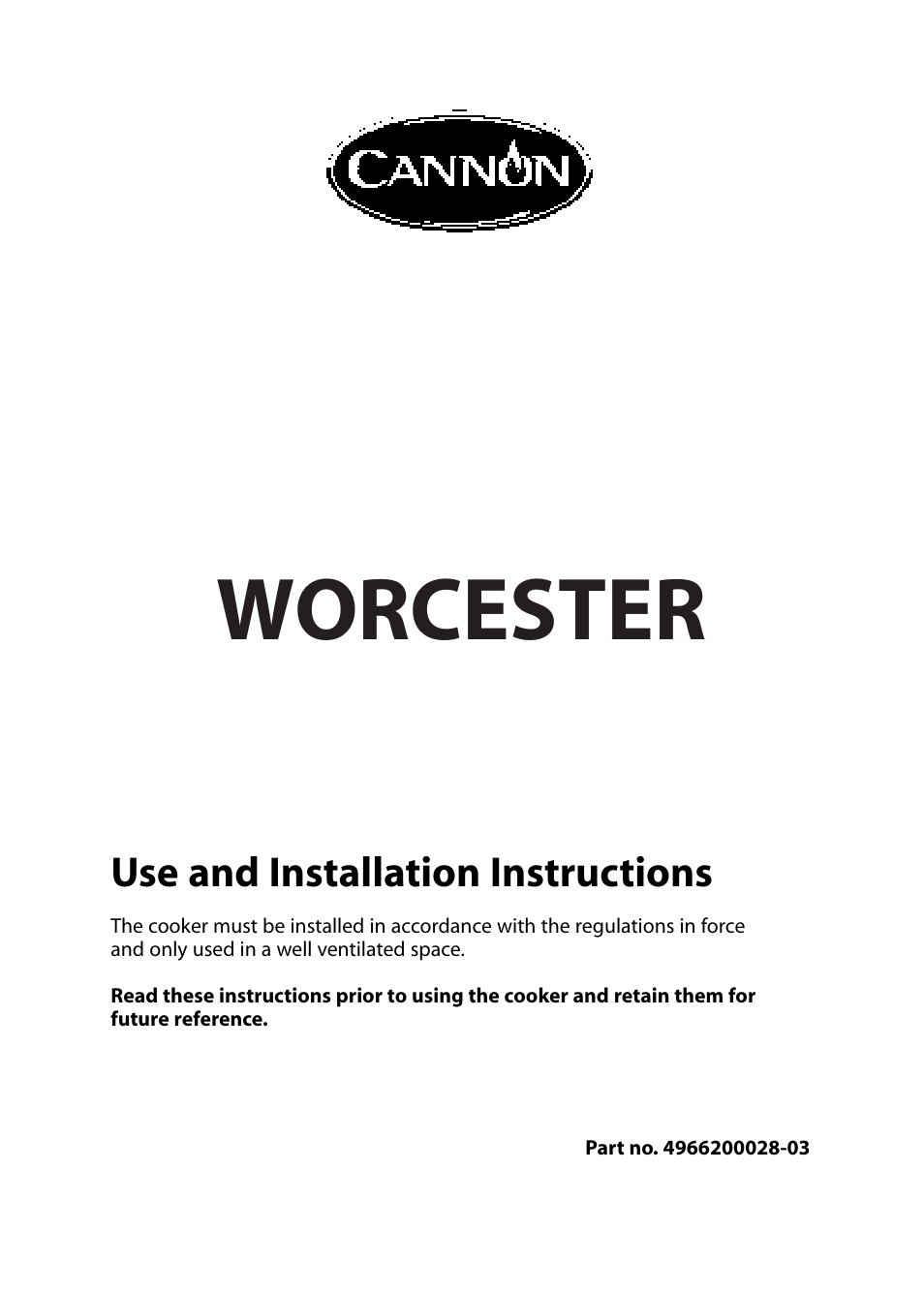 Cannon WORCESTER 10525G User Manual | 24 pages