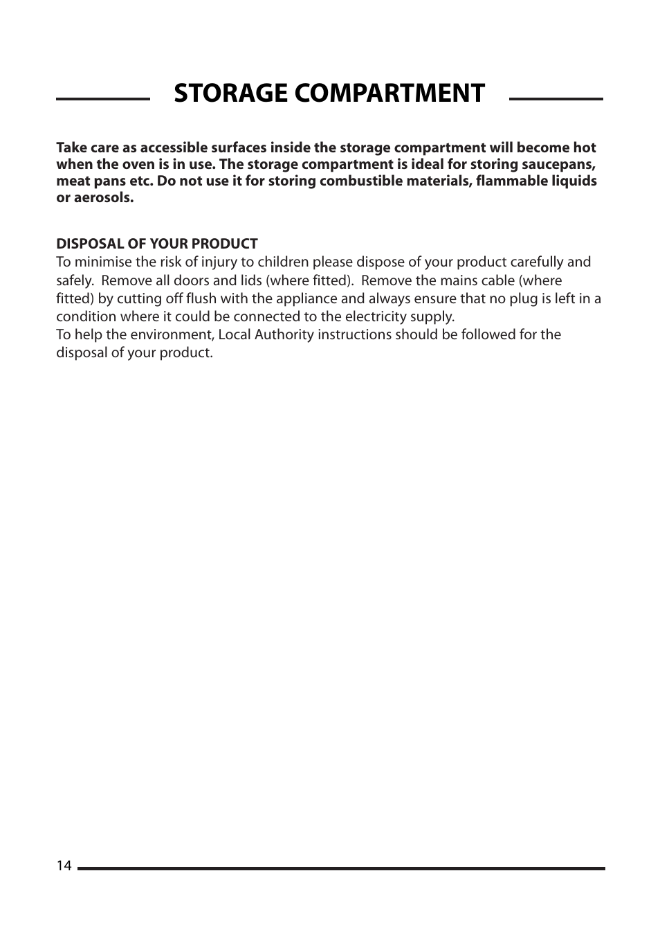 Storage compartment | Cannon WORCESTER 10525G User Manual | Page 14 / 24