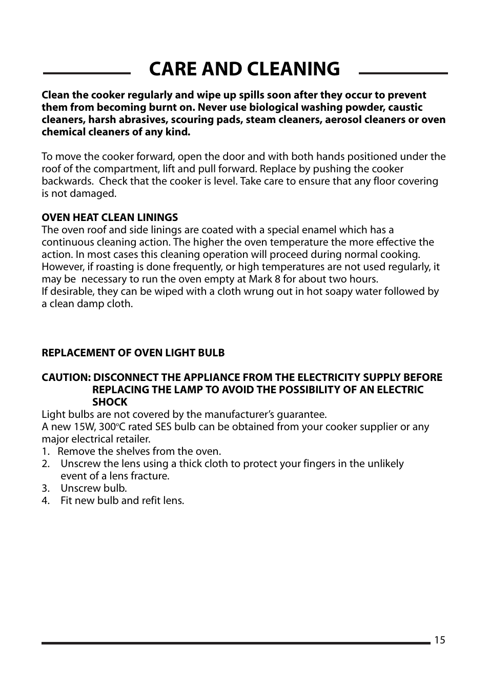 Care and cleaning | Cannon WORCESTER 10525G User Manual | Page 15 / 24
