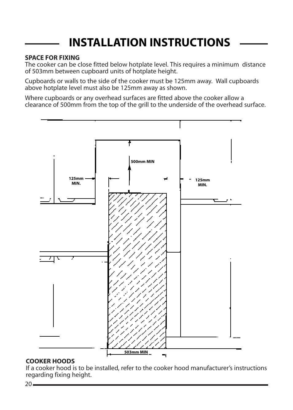 Installation instructions | Cannon WORCESTER 10525G User Manual | Page 20 / 24