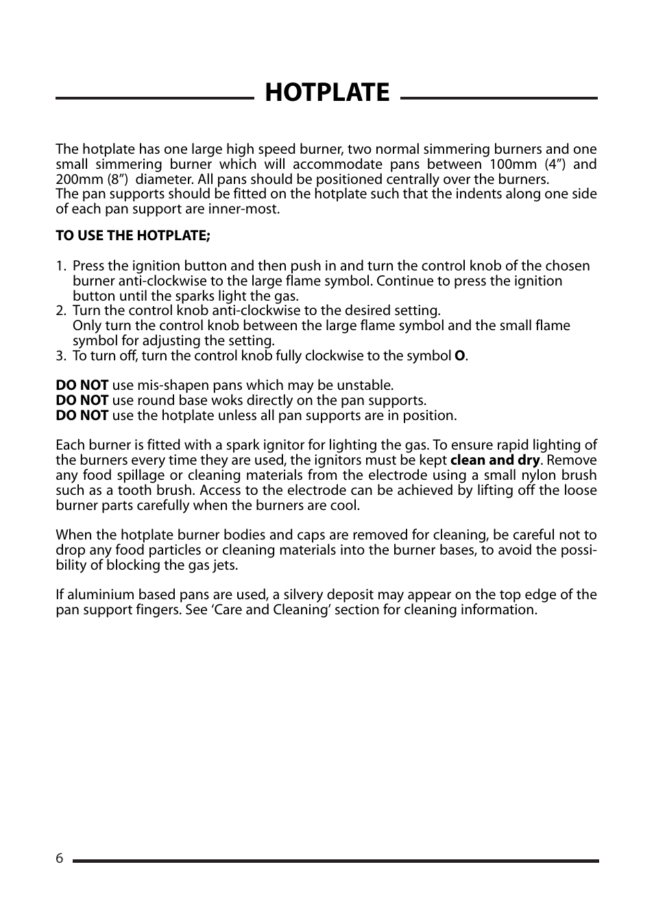 Hotplate | Cannon WORCESTER 10525G User Manual | Page 6 / 24