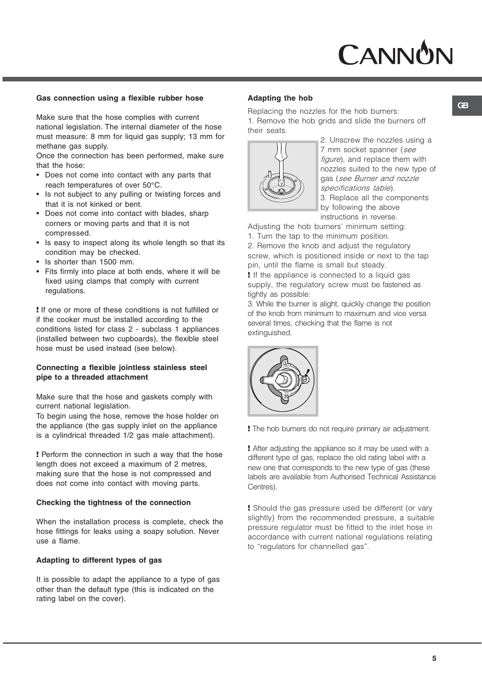 Cannon 90cm Free Standing Gas Cooker C90DPX User Manual | Page 5 / 20