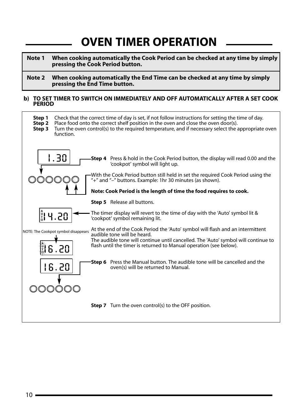 Oven timer operation | Cannon Professional 1000 User Manual | Page 10 / 32