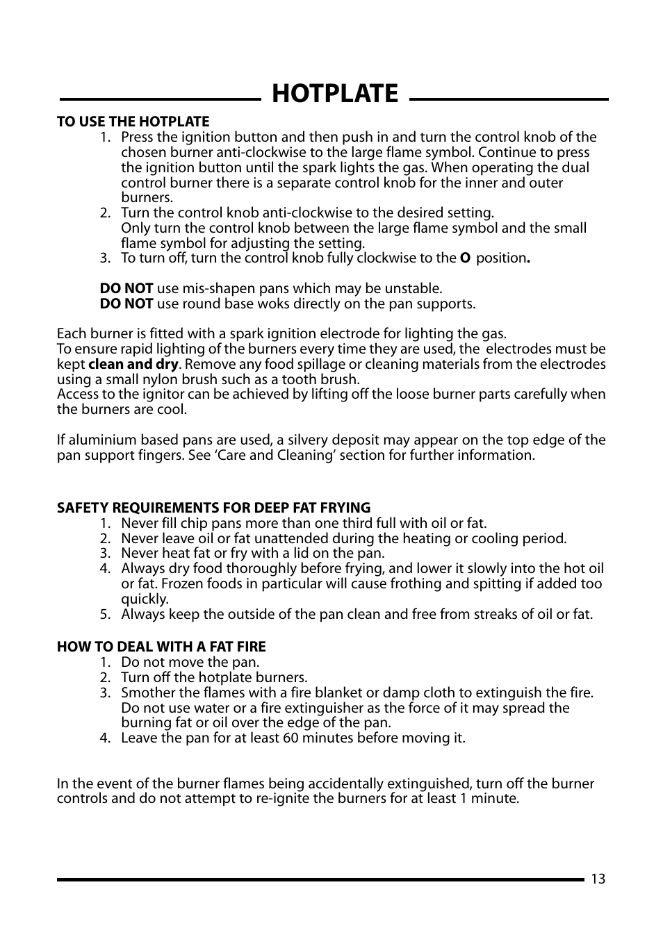 Hotplate | Cannon Professional 1000 User Manual | Page 13 / 32