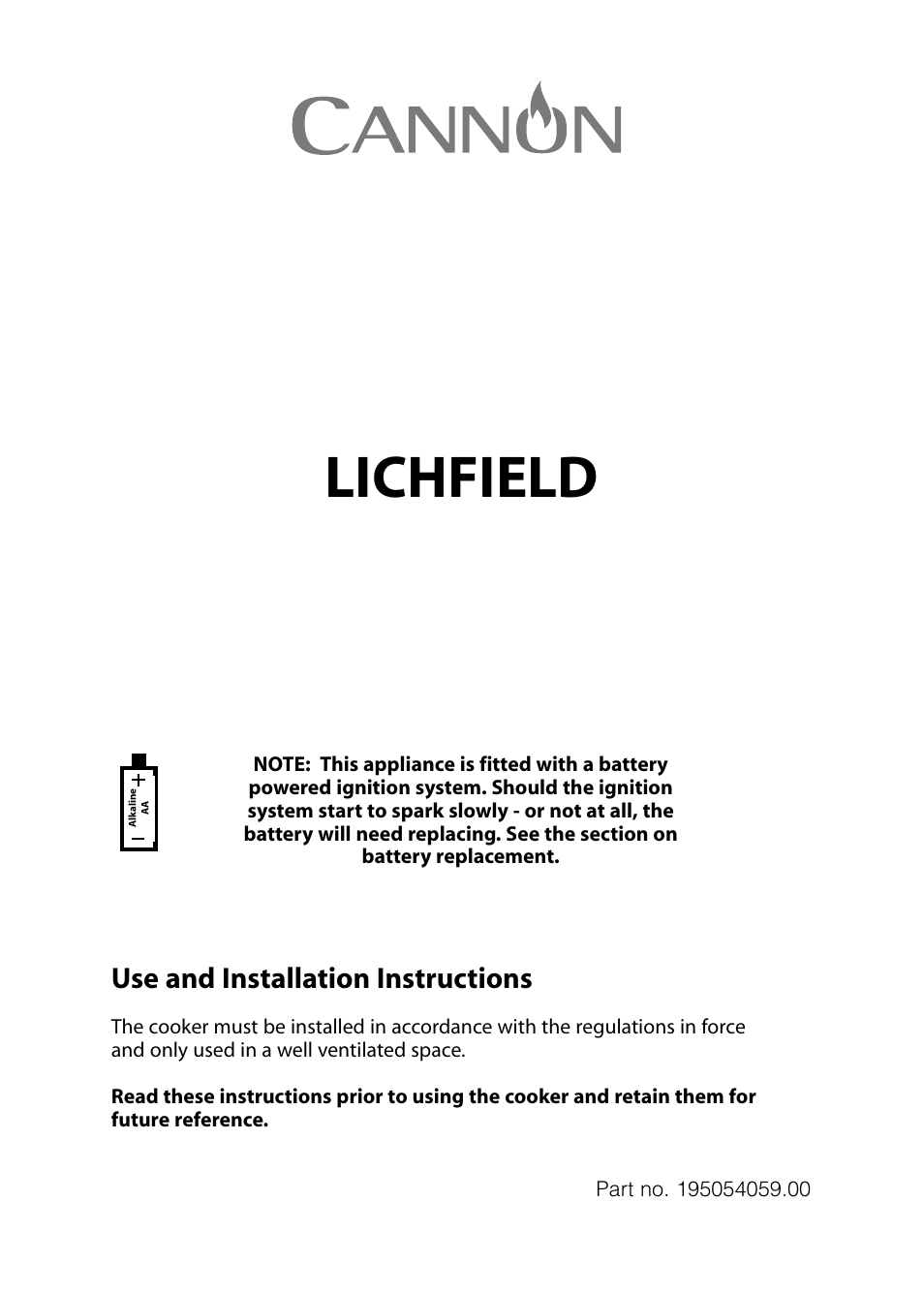 Cannon LICHFIELD 10506G User Manual | 24 pages